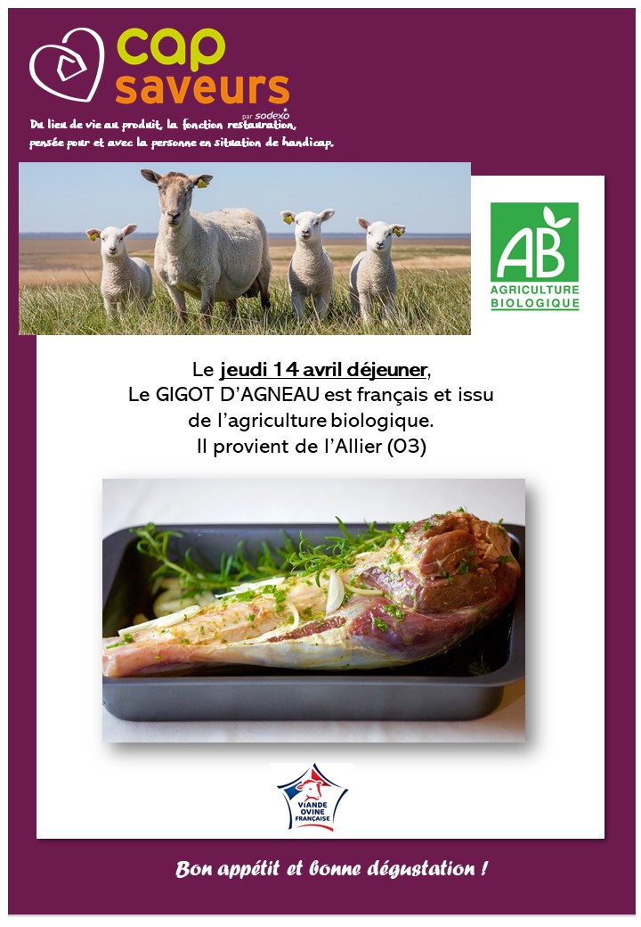 Gigot d'agneau bio et français pour Pâques